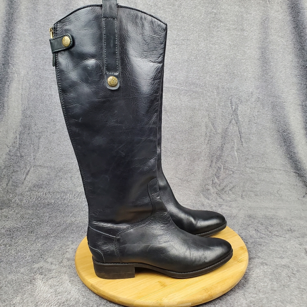 Sam Edelman Penny Riding Boots Women’s Size 7 M Black Leather Tall Comfort Zip